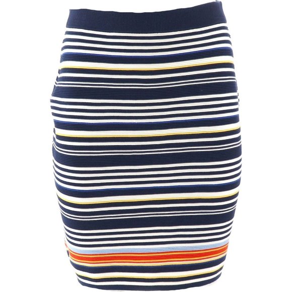 NWT LANDS' END FINE GAUGE OTTMAN STRIPED SKIRT SEEP SEA PXXS - Picture 1 of 13